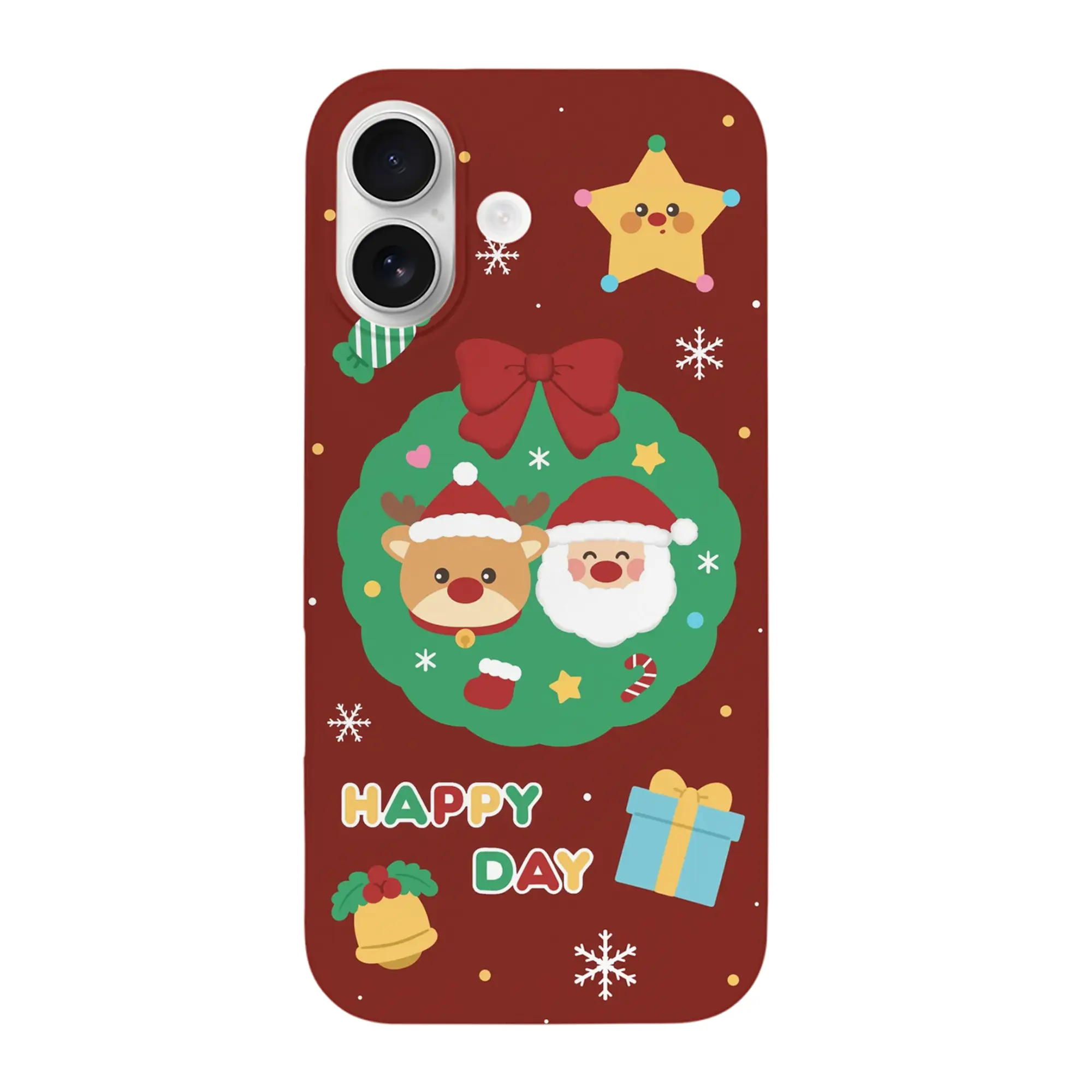 サンタ＆トナカイ柄｜可愛い冬限定デザイン - iPhone 17 シリーズ シリコンケース 薄型 耐衝撃 指紋防止 ソフトタッチカバー 精密フィット 傷防止 保護ケース iPhone 17/17 Air/17 Pro/17 Pro Max 対応